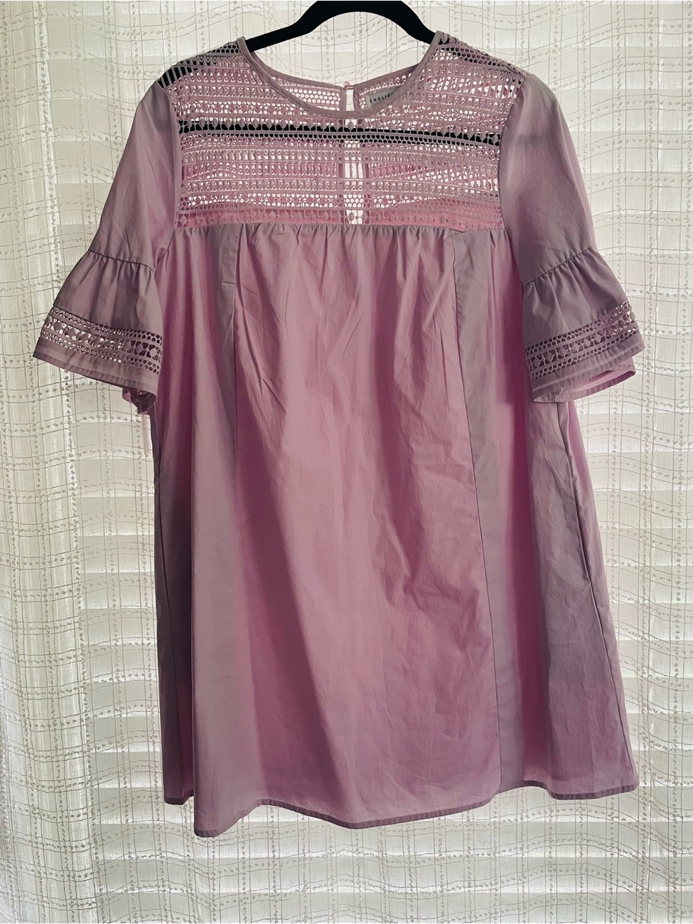 NWOT English Factory Lavender Crochet Yoke Mini Dress